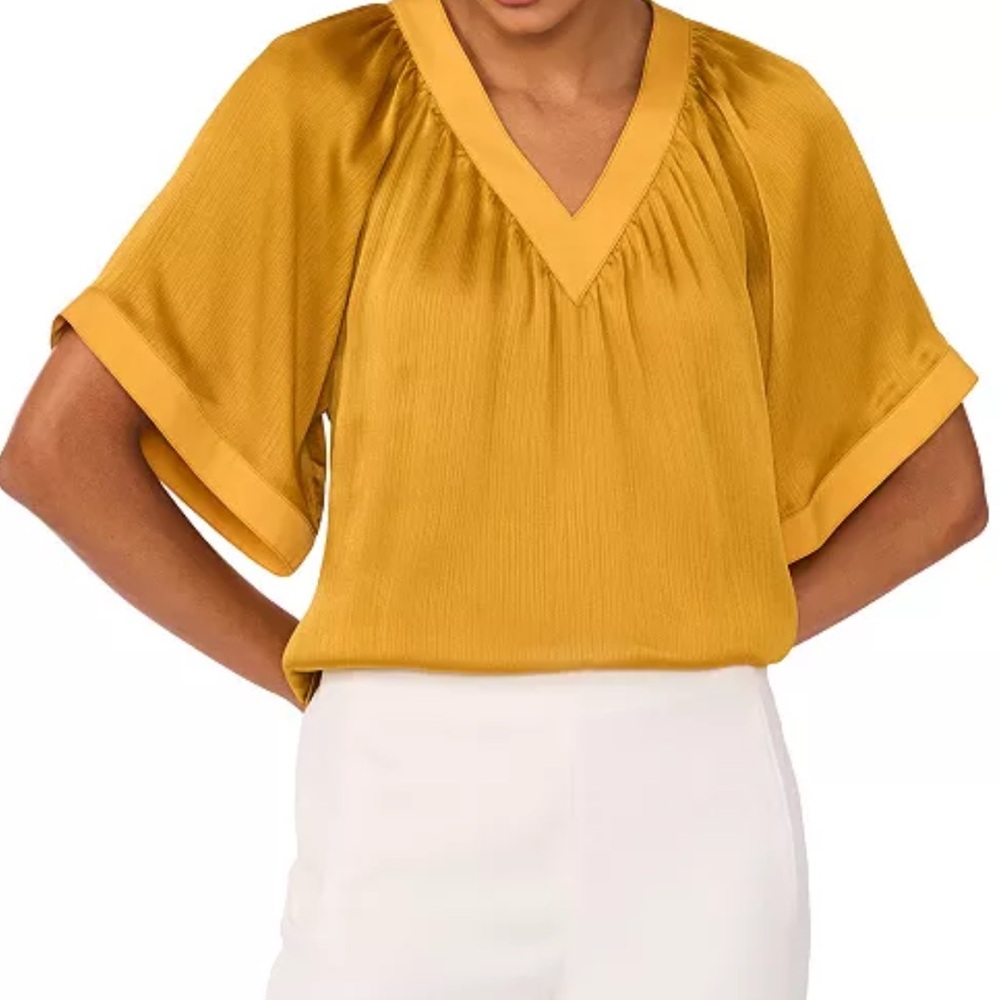 Chic Golden V-Neck Blouse nwt